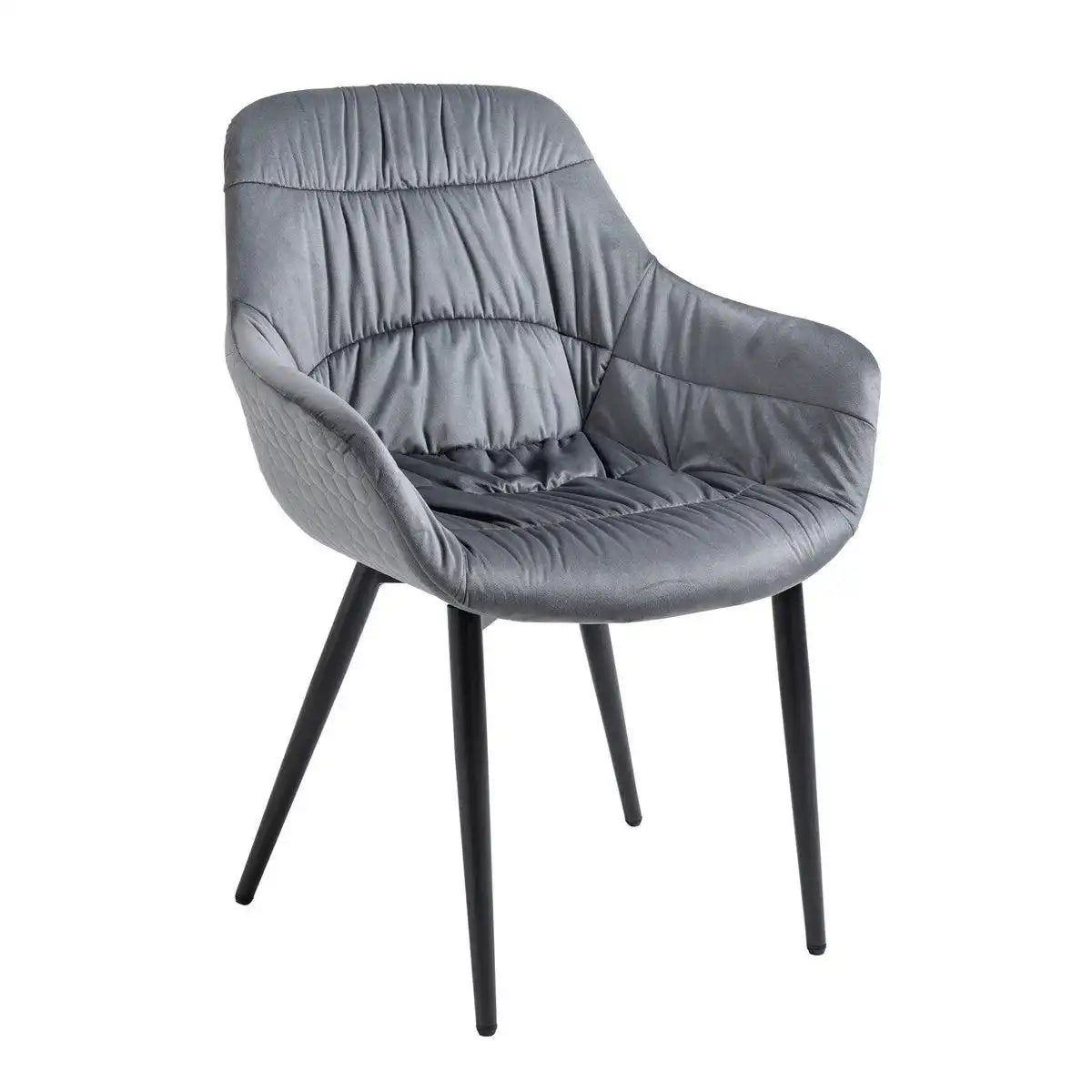 Armlehnstuhl mit Wabensteppung Samt Grau - HomeDesign Knaus