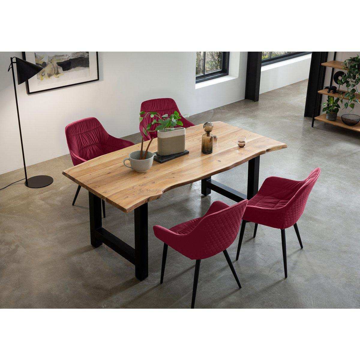 Armlehnstuhl mit Wabensteppung Samt Rot - HomeDesign Knaus