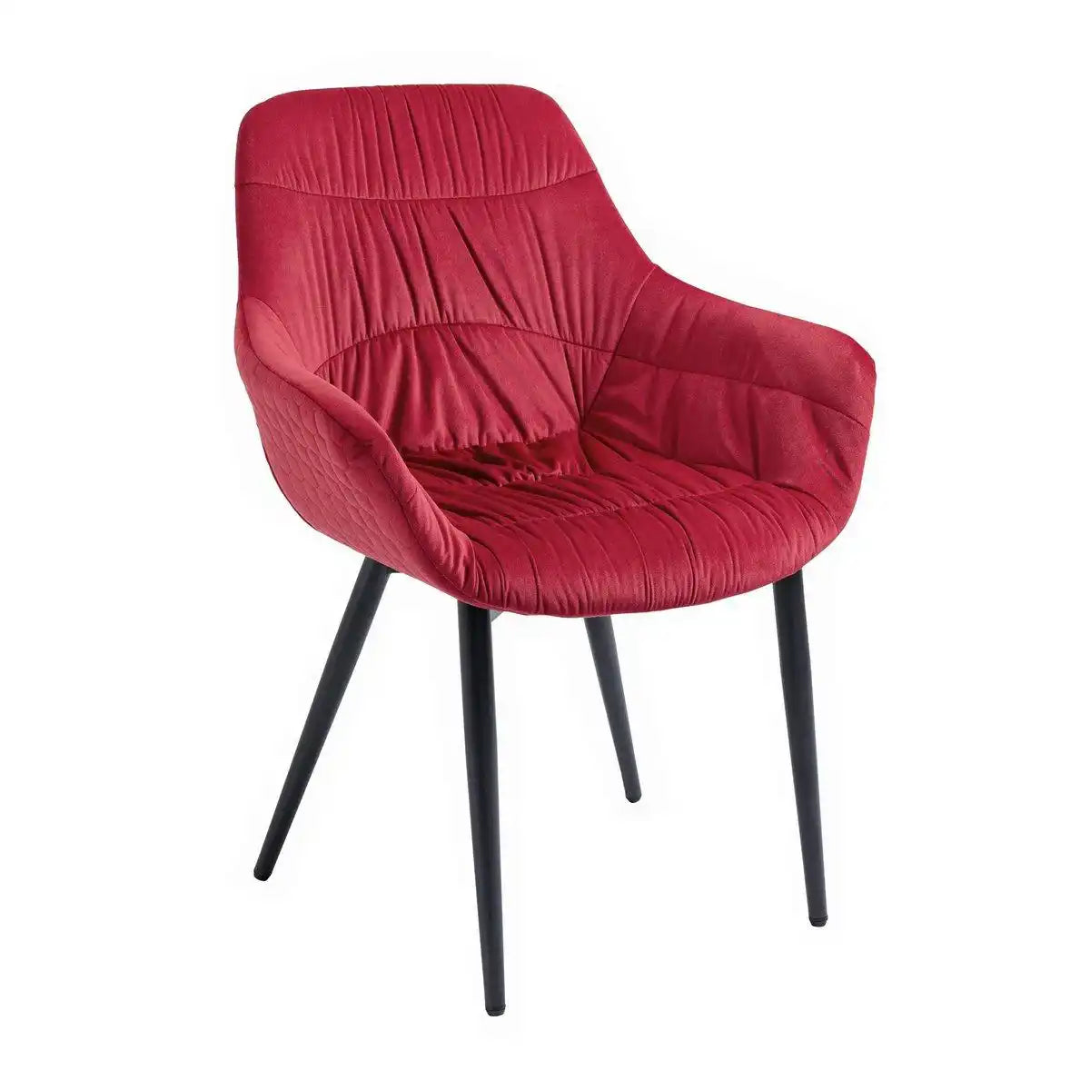 Armlehnstuhl mit Wabensteppung Samt Rot - HomeDesign Knaus