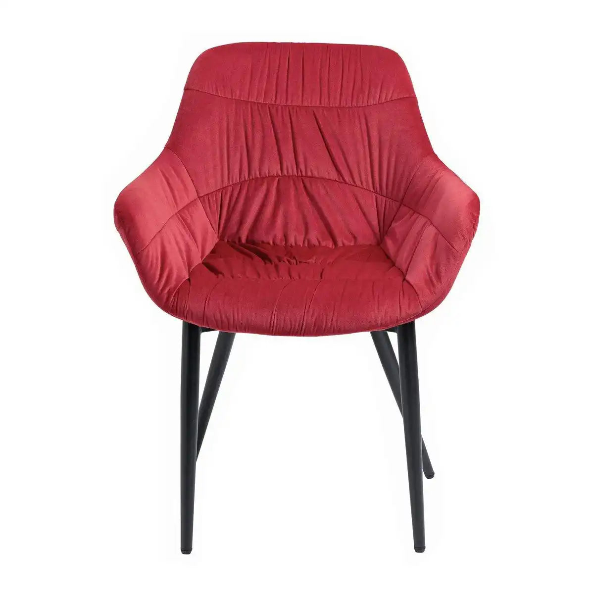 Armlehnstuhl mit Wabensteppung Samt Rot - HomeDesign Knaus