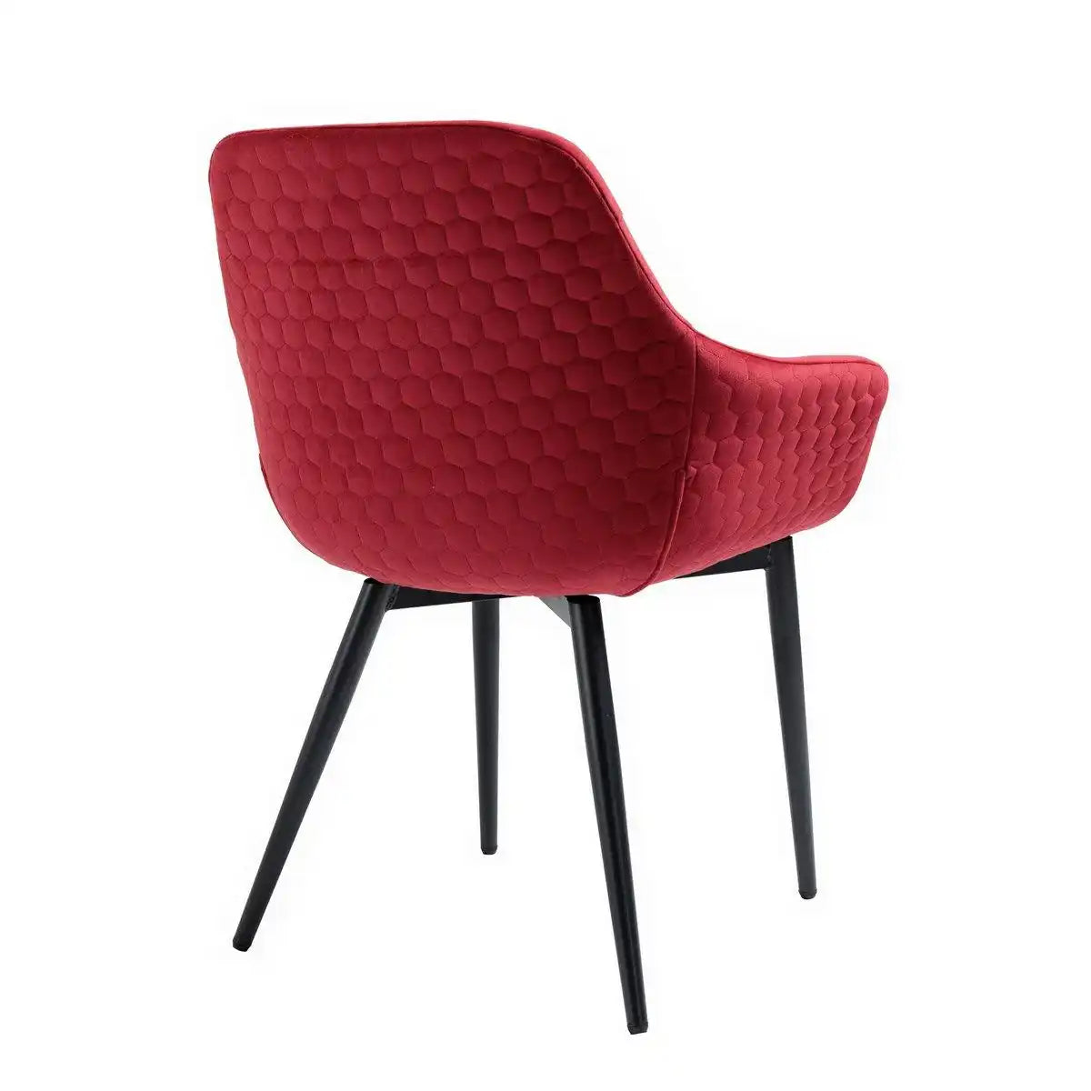 Armlehnstuhl mit Wabensteppung Samt Rot - HomeDesign Knaus