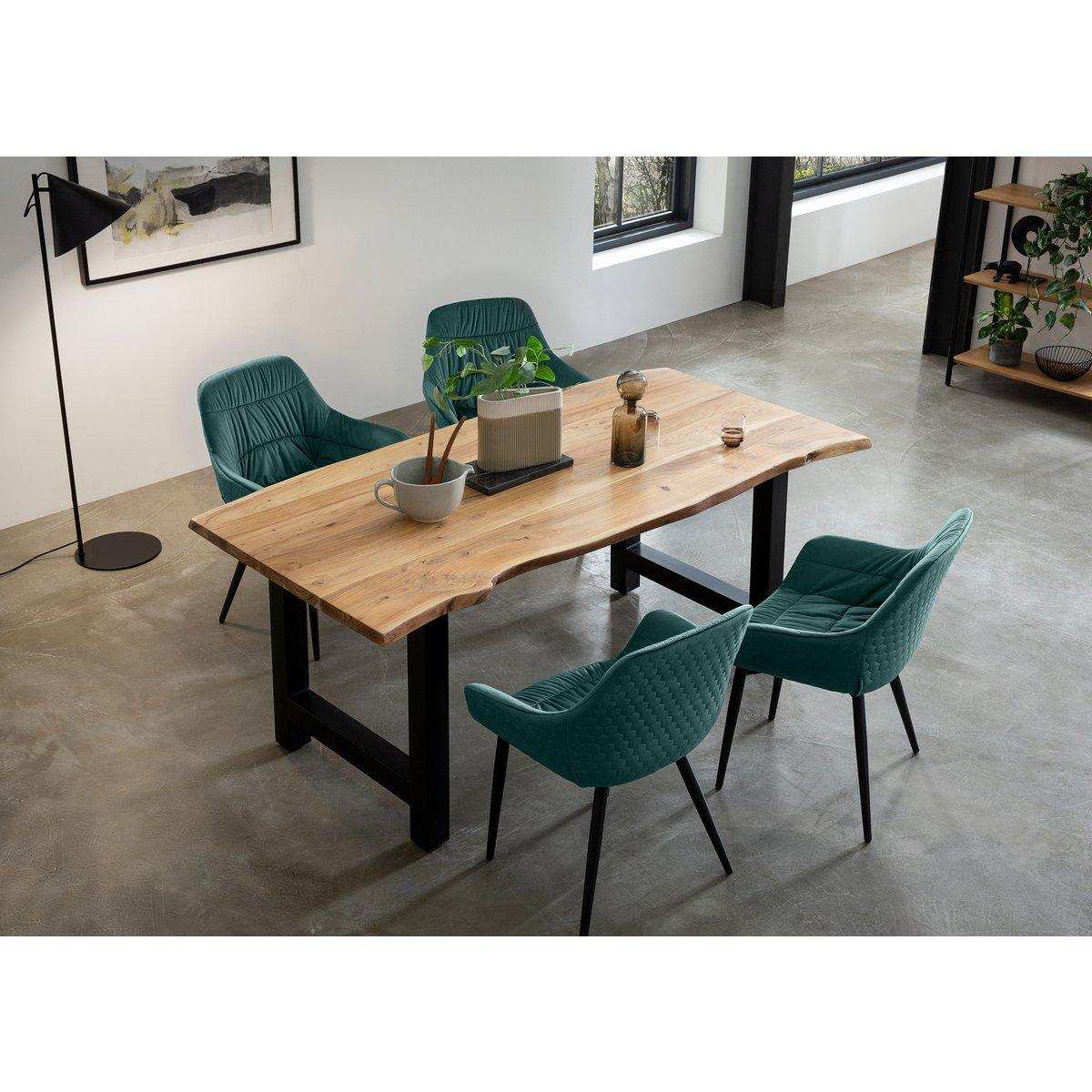 Armlehnstuhl mit Wabensteppung Samt Tannengrün - HomeDesign Knaus