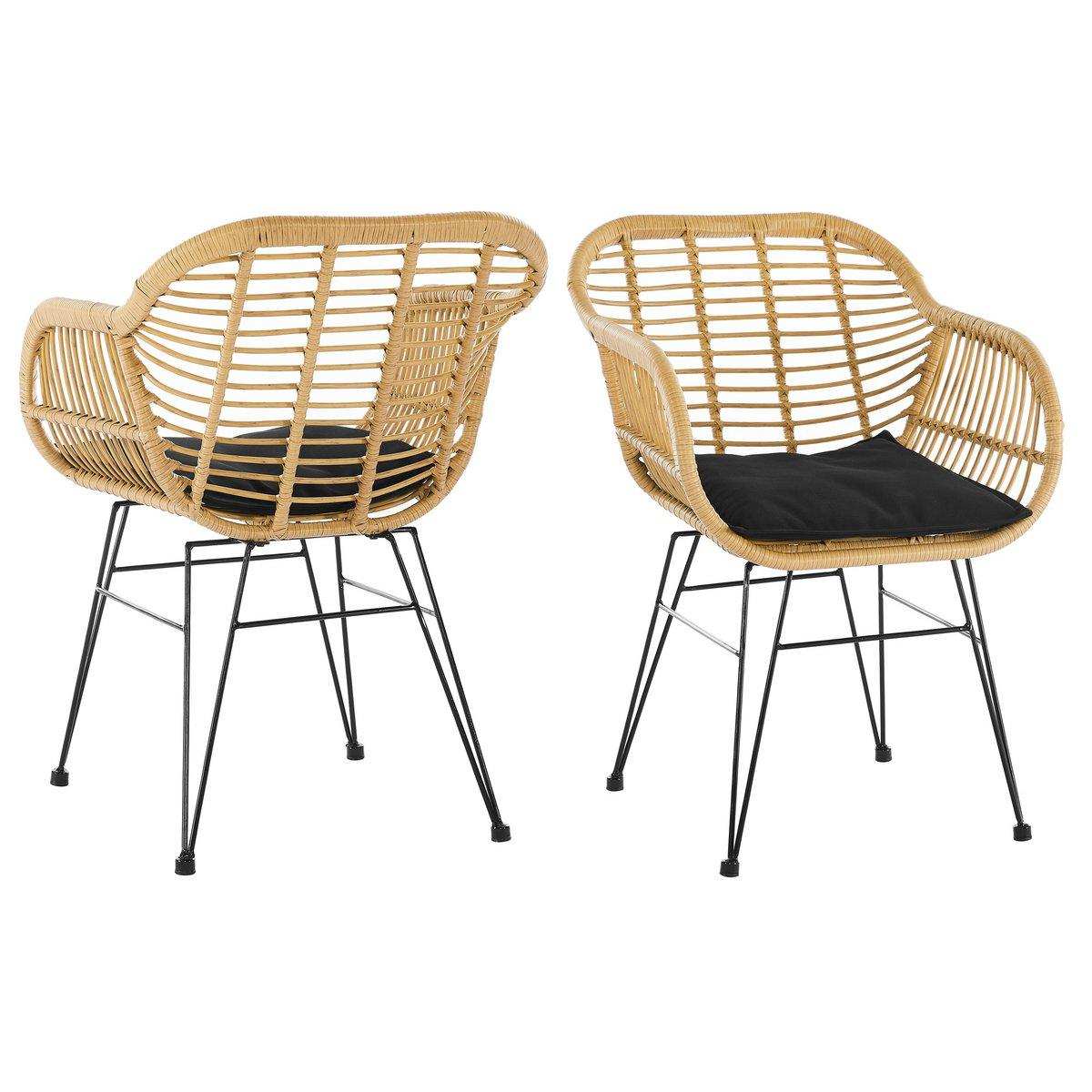 Armlehnstuhl Rattanoptik 2er Set natur - HomeDesign Knaus