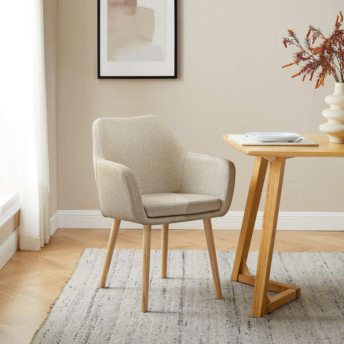 Armlehnstuhl Strukturstoff Beige - HomeDesign Knaus