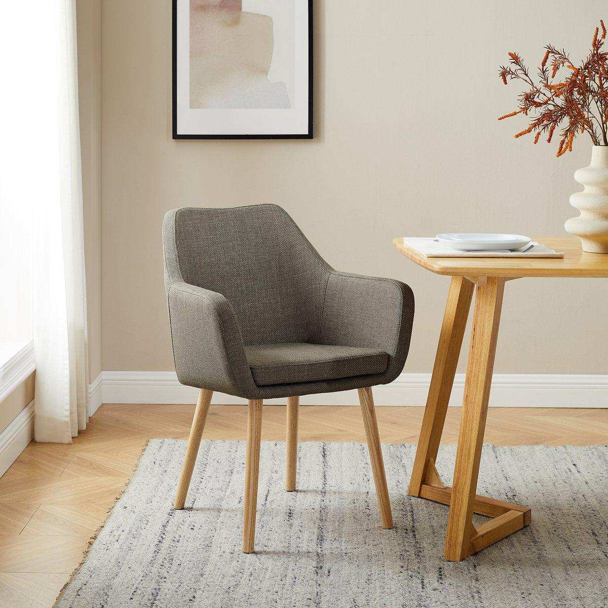 Armlehnstuhl Strukturstoff Braun - HomeDesign Knaus