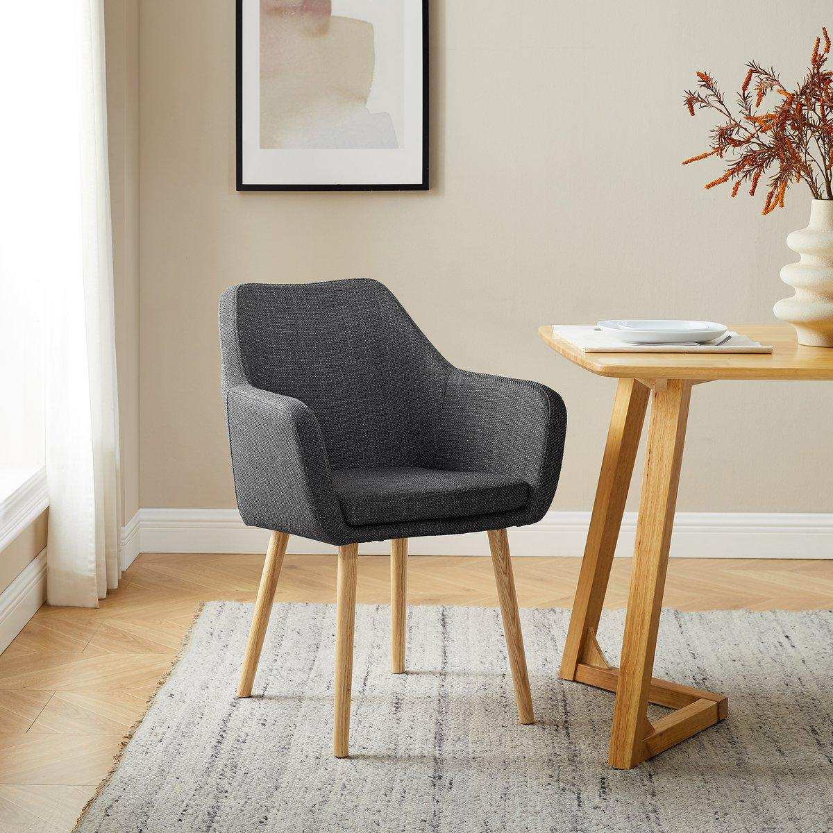 Armlehnstuhl Strukturstoff Dunkelgrau - HomeDesign Knaus