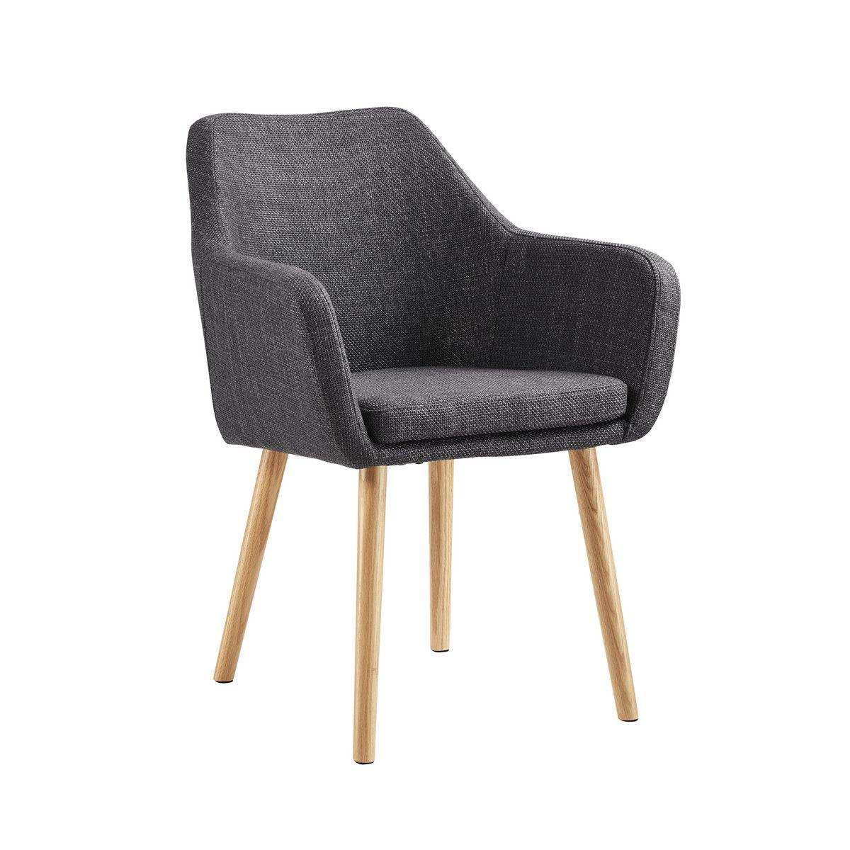 Armlehnstuhl Strukturstoff Dunkelgrau - HomeDesign Knaus