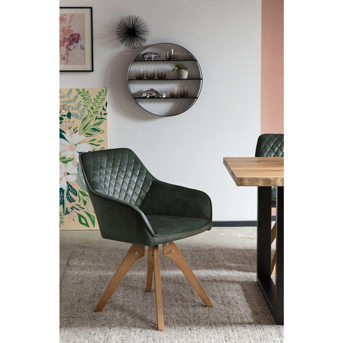 Armlehnstuhl Vintage-Samtvelours, Dunkelgrün - HomeDesign Knaus
