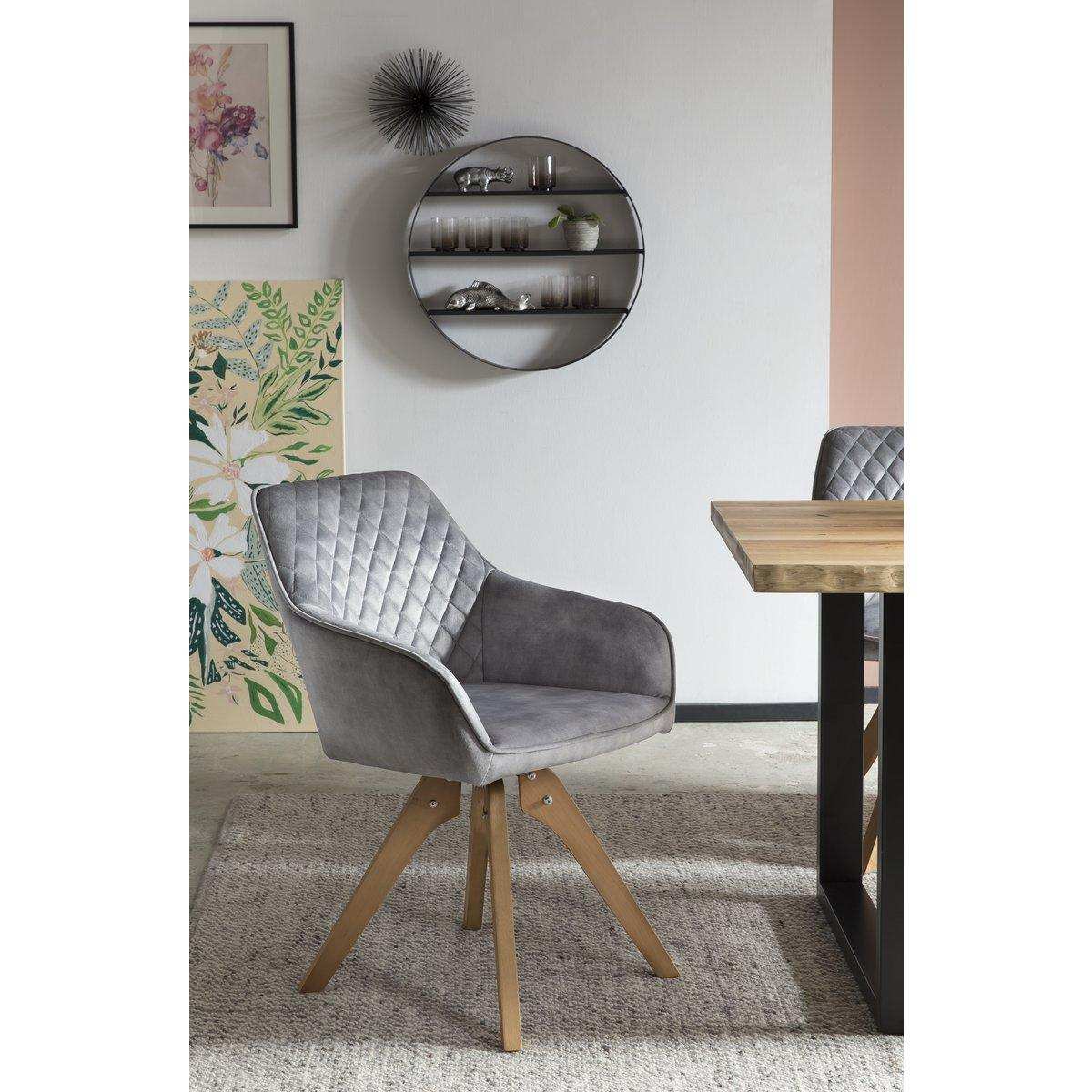 Armlehnstuhl Vintage-Samtvelours, Grau - HomeDesign Knaus