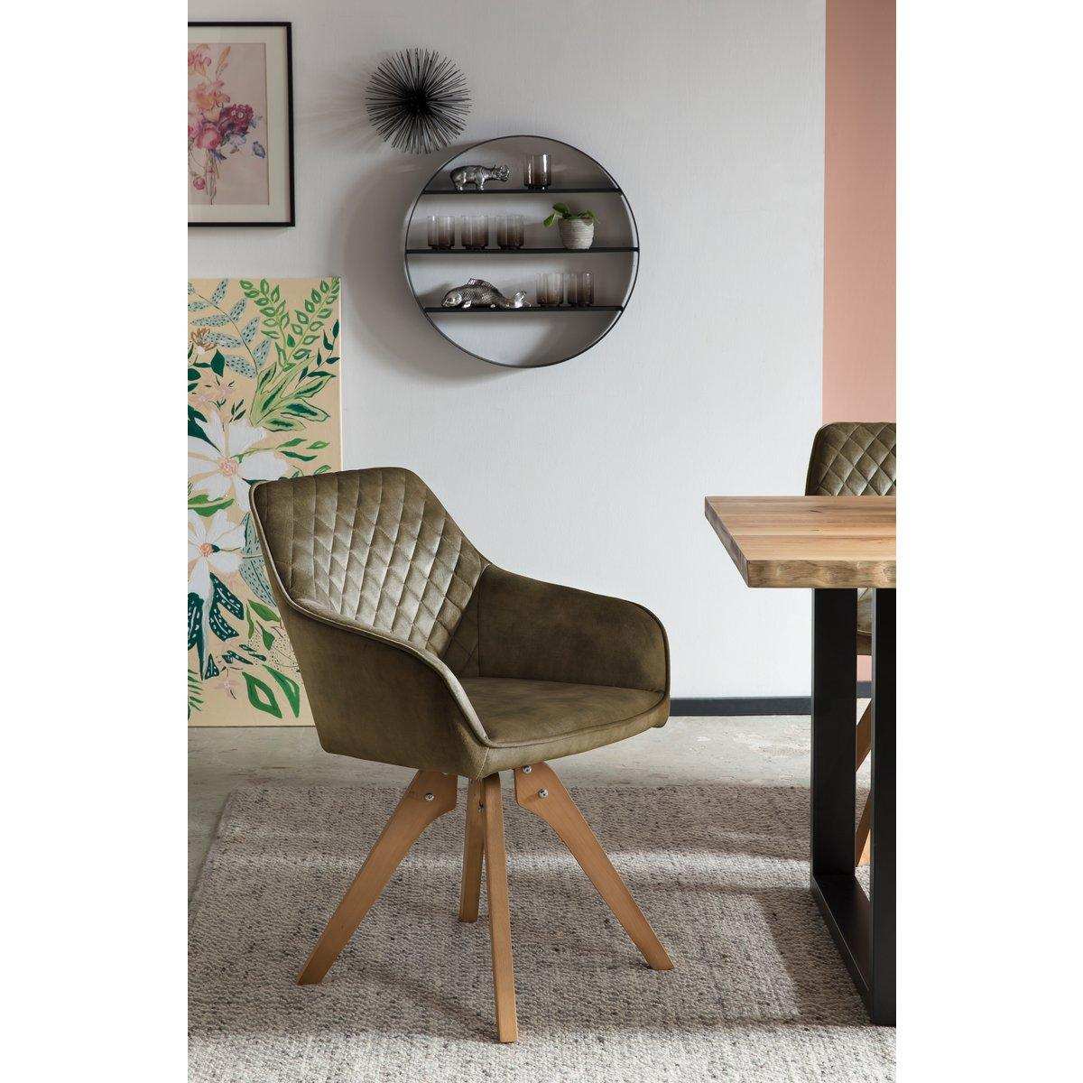 Armlehnstuhl Vintage-Samtvelours, Grün - HomeDesign Knaus