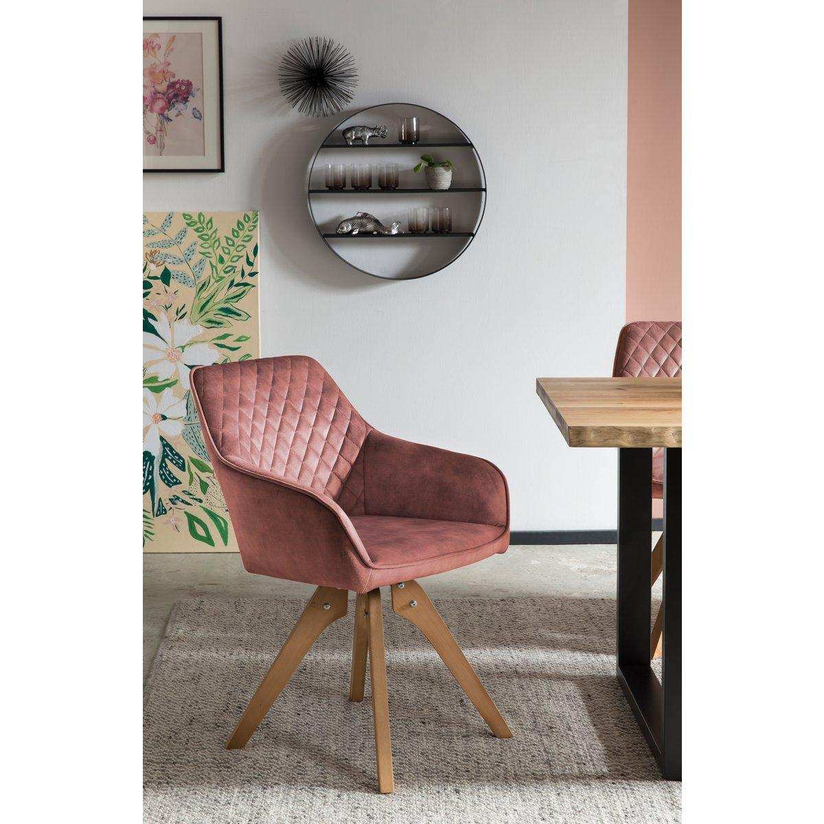 Armlehnstuhl Vintage-Samtvelours, Rose - HomeDesign Knaus