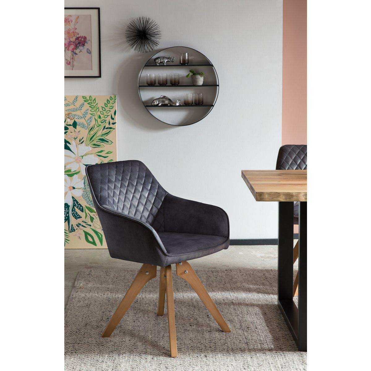 Armlehnstuhl Vintage-Samtvelours, Schwarz - HomeDesign Knaus