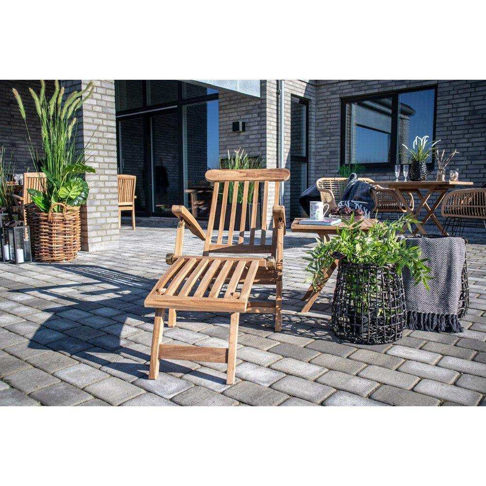 Arrecife Teak Liegestuhl - Liegestuhl aus Teakholz. Verstellbarer Rücken mit 4 Positionen - HomeDesign Knaus