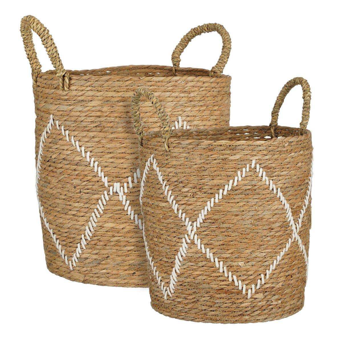 Aufbewahrungskorb – 2er-Set – H49 x Ø38 cm – Seegras – Braun - HomeDesign Knaus