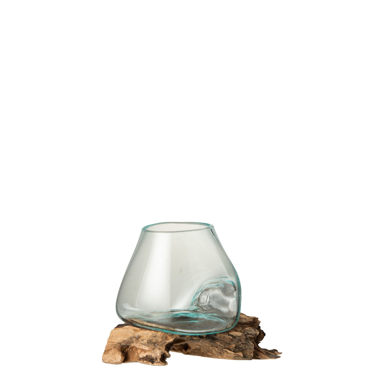 J-Line Vase On Foot Gamalholz Recyceltes Glas Natur Transparent Groß