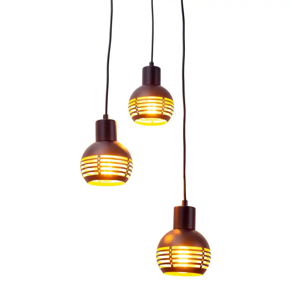 3er Pendelleuchte "CASCO" Hängelampe aus Metall in Schwarz, und Gold, mit E27-Fassungen. Stilvolle Beleuchtung für Wohnzimmer, Esszimmer oder Küche.