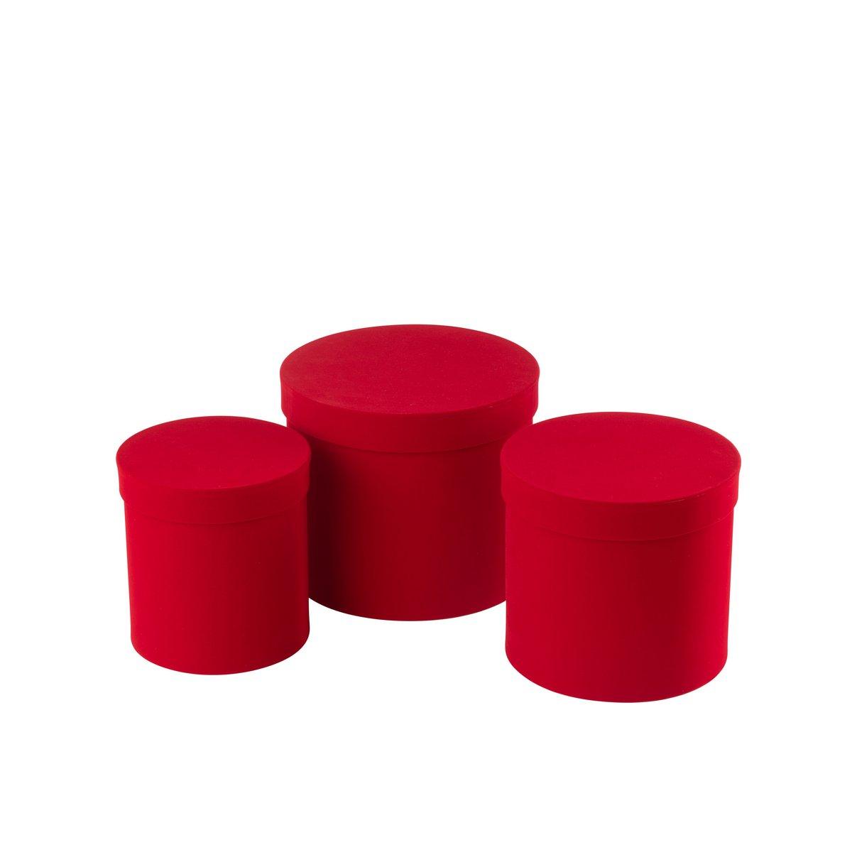 J-Line Set mit 3 Boxen, rund, Samtpapier, Rot