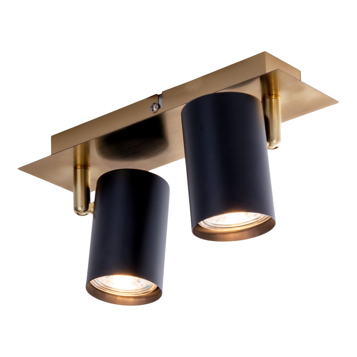 2er Wand- und Deckenleuchte "FRIDA" in Metall schwarz / Gold, Deckenstrahler, GU10, Deckenlampe für Esszimmer, Wohnzimmer, Diele oder Büro, 24 cm lang