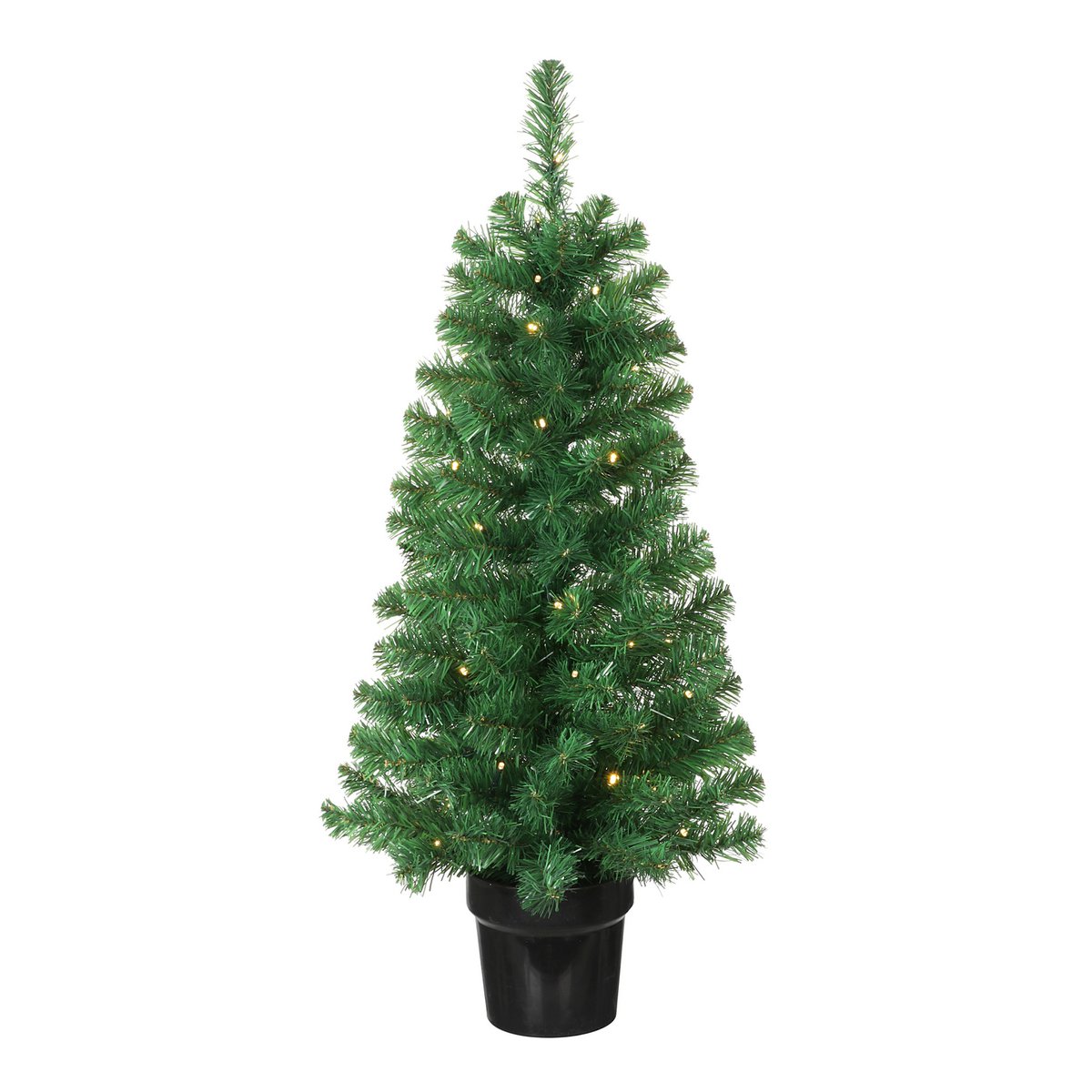 2er Set künstlichen Weihnachtsbäumen und 1 Weihnachtskranz mit LED -Beleuchtung - grün gefrostet