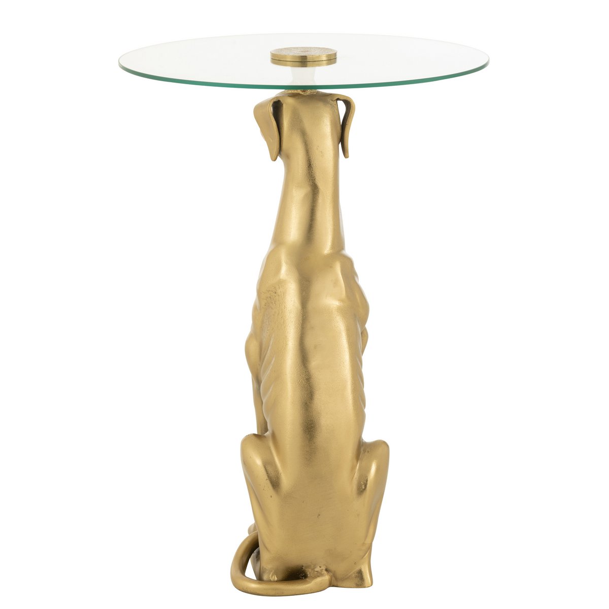 J-Line Side Table Hund Basis Aluminium/Glas Gold gefärbt