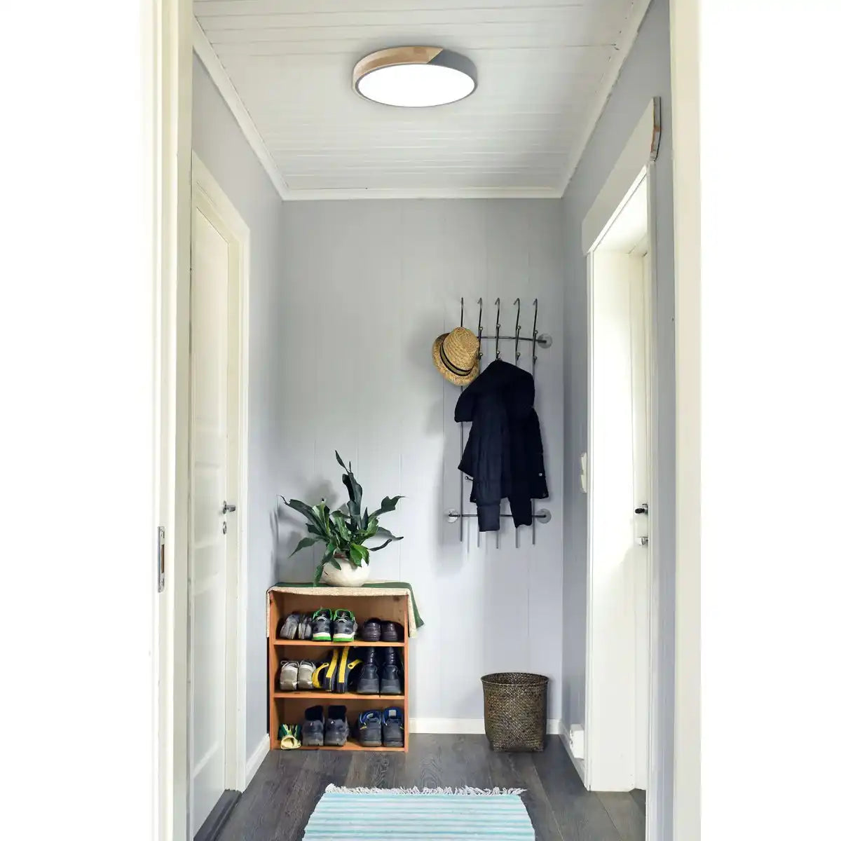 LED Deckenleuchte "BORNEO", Ø 31 cm aus Metall und Kunststoff in Grau, integrierte LEDs, Beleuchtung für Wohnräume, Diele und Büro