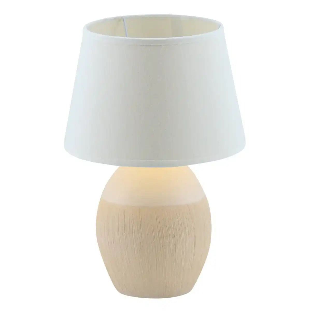 Keramik Tischleuchte "TALIA", Tischlampe aus Keramik, beige/weiß, mit E14-Fassung, für Esszimmer, Wohnzimmer, Diele oder Büro, 31 cm hoch