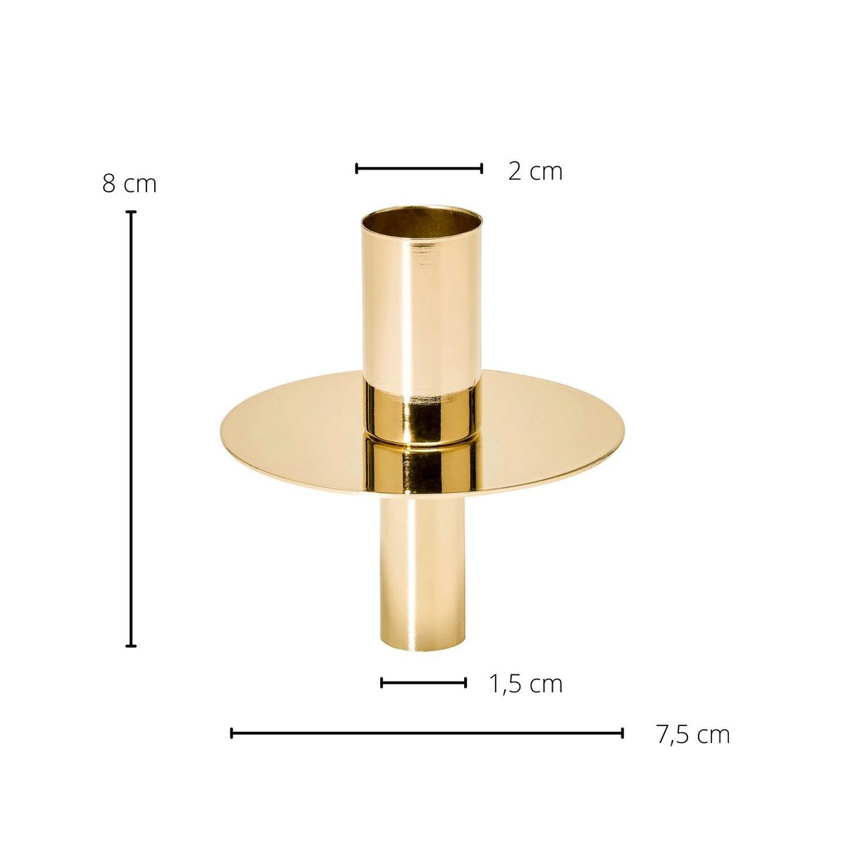 Flaschenaufsatz Kerzenhalter, Edelstahl vernickelt, goldfarben, Höhe 8 cm