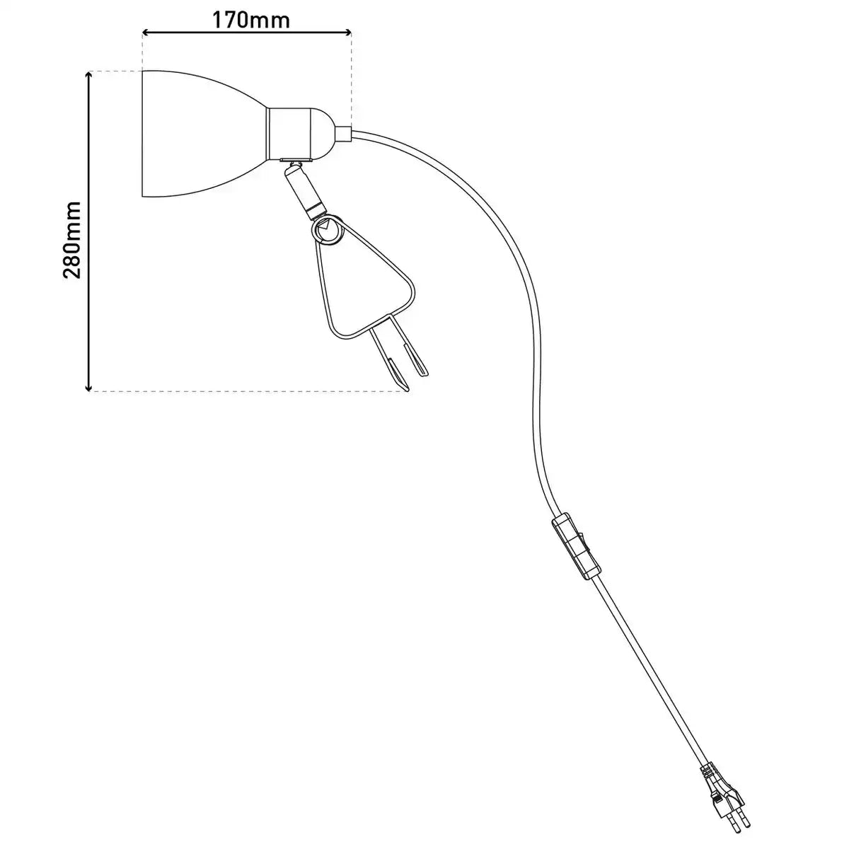 Klemmtischleuchte "MARA" matt schwarz für E14 max. 18 Watt, für Innenräume, 28 cm hoch
