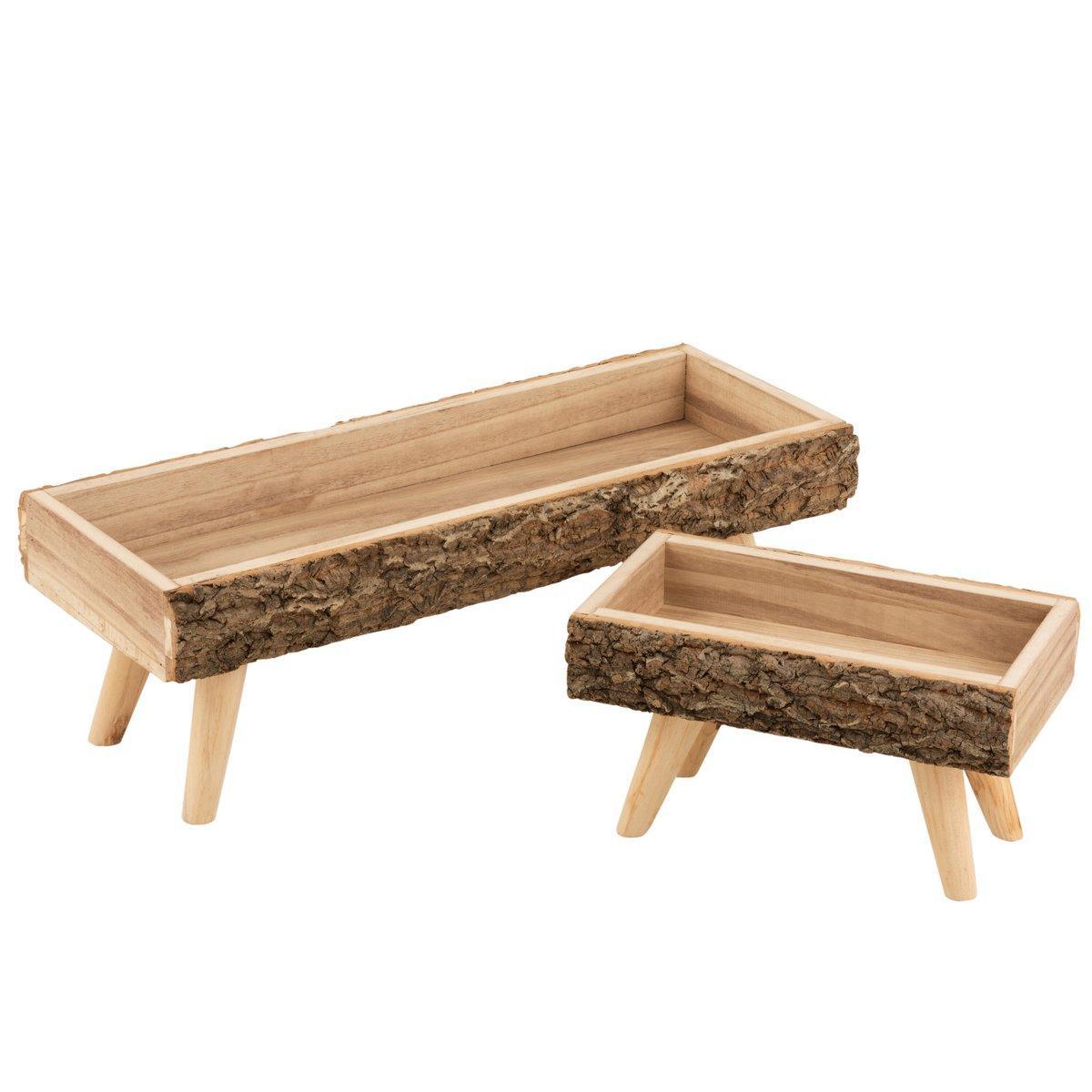 J-Line Blumentopf auf Fuß, rechteckig, Paulownia-Holz, natürlich, groß