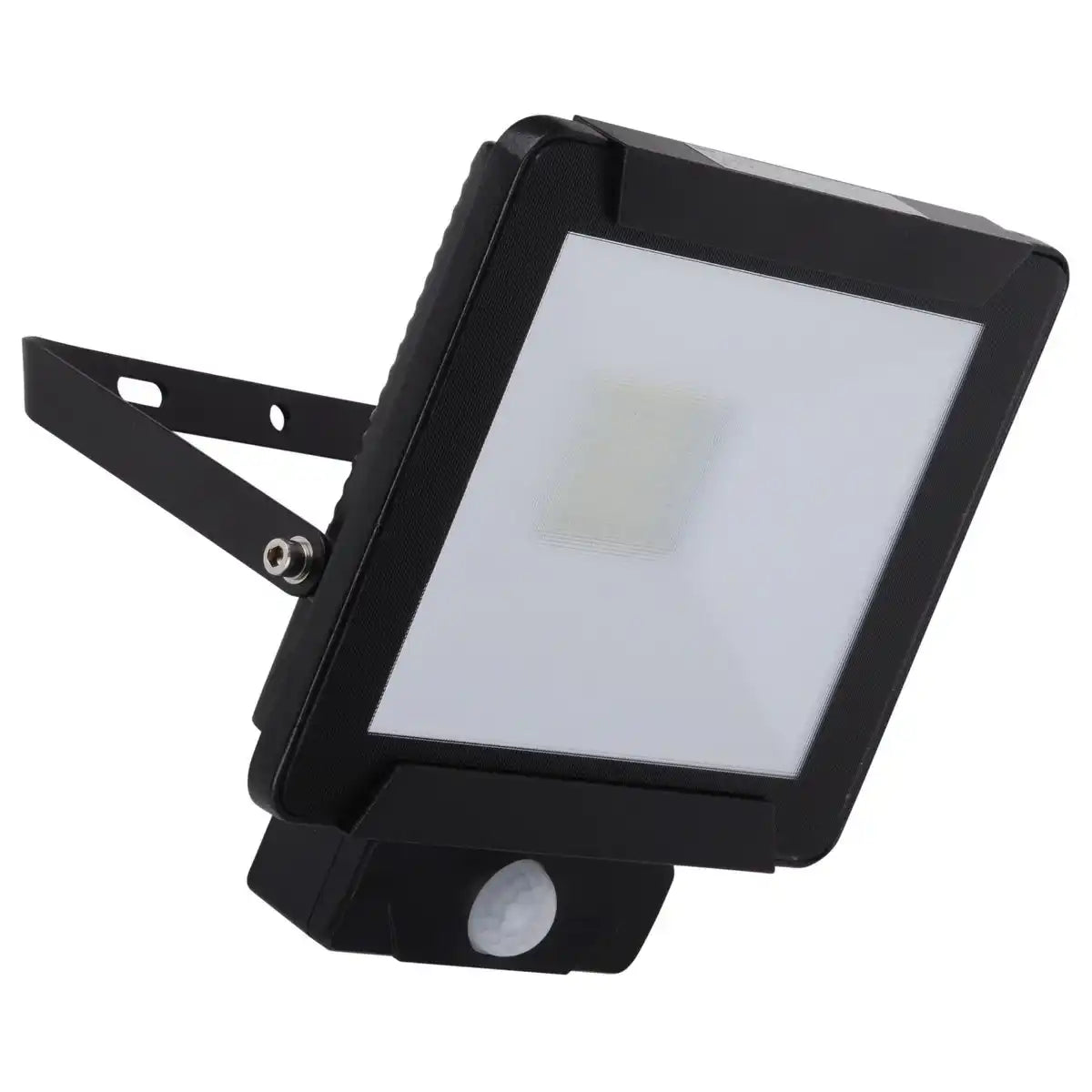 LED-Außenleuchte "Radia" 30W mit Sensor, aus Metall und Glas in Schwarz, mit integrierter LED