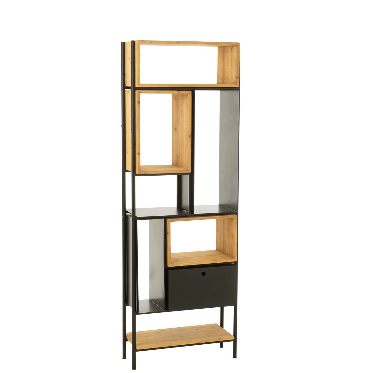 J-Line Regal Tina Holz/Eisen Schwarz/Natur Klein