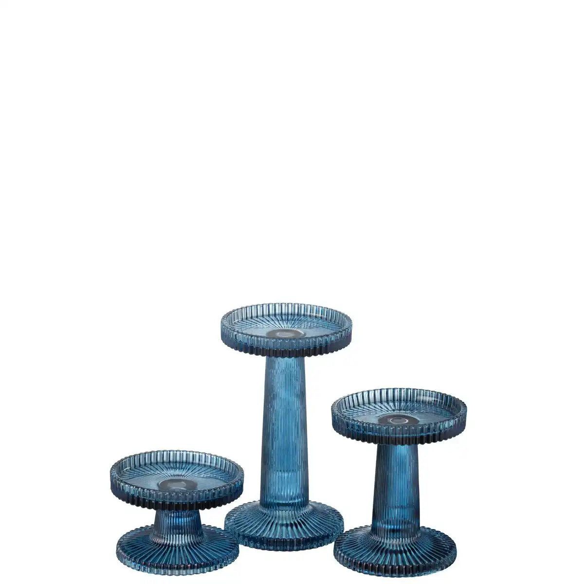 J-Line Kerzenhalter Nelly - Glas - Blau - 3 Stück