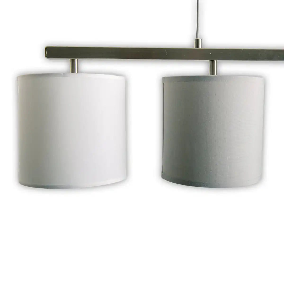 4er Pendelleuchte "TILDE", klassische Pendellampe aus Metall und Textil in Grau und Weiß, mit E27-Fassung, höhenverstellbar, 86 cm lang, ideal als Esszimmerleuchte