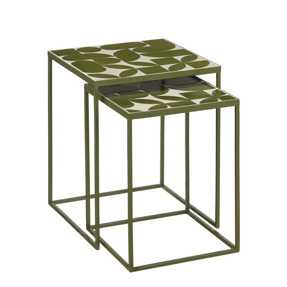Bologna Side Table außerhalb - Satz von 2 - L38 x B38 x H48 cm - Metall - Grün