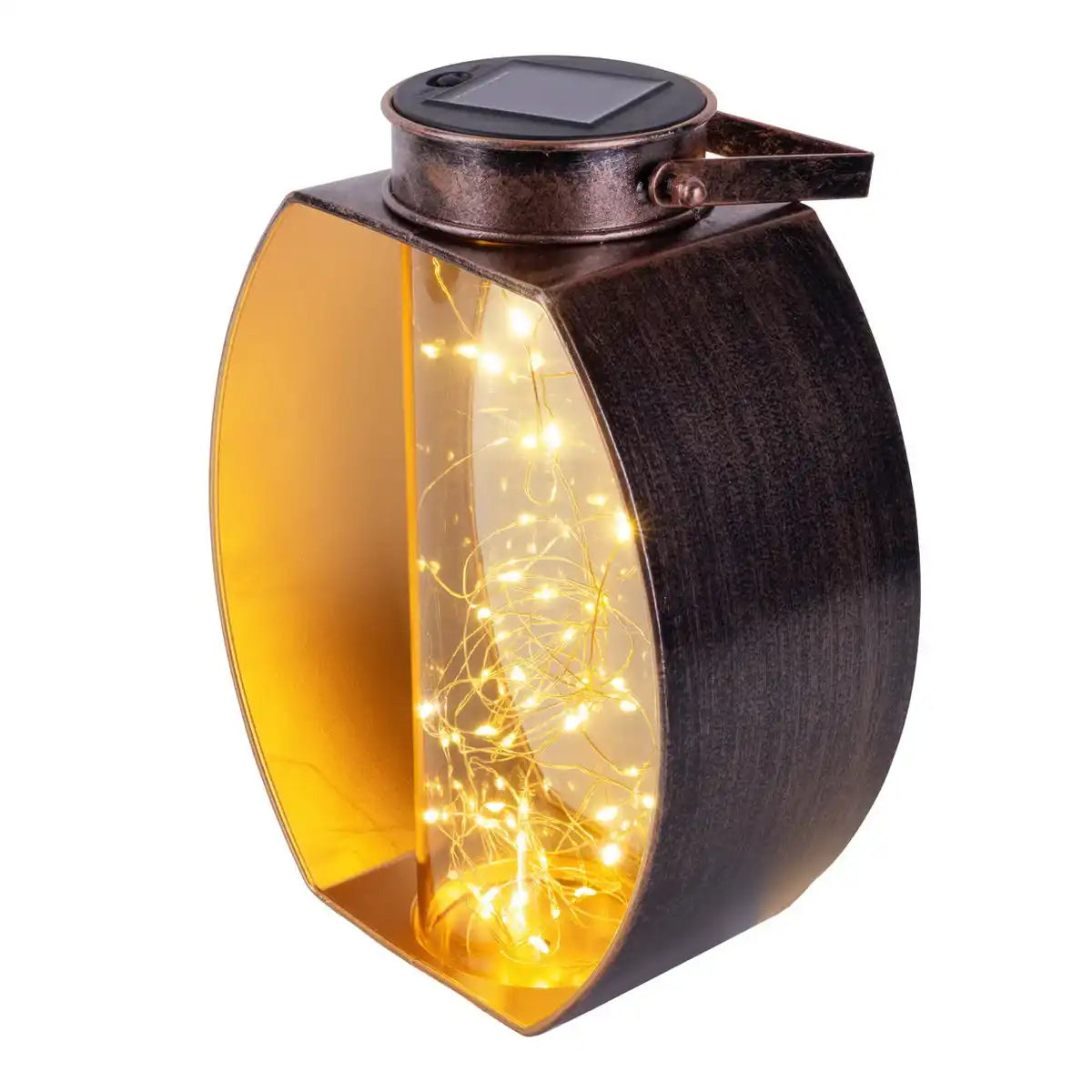LED Solarleuchte "Fairylight" für Terrasse und Balkon, LED Tischlampe aus Metall aus Metall in Schwarz, und Gold und Acryl, fest verbaute LEDs, Deko Solarleuchte 26 x 19,5 x12,5 cm