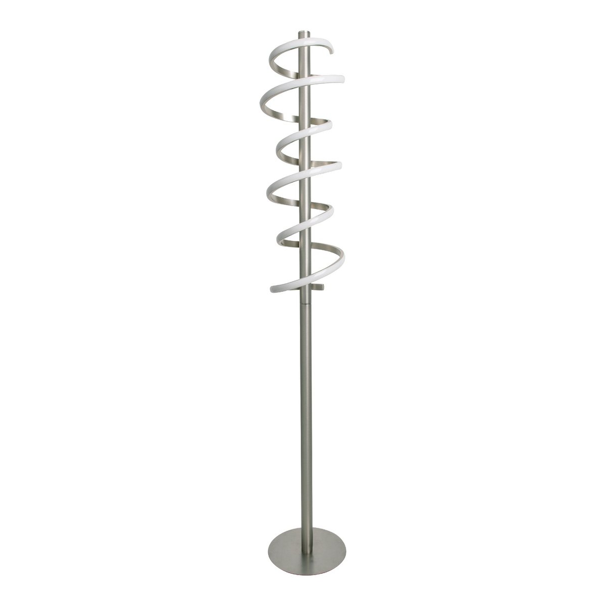 LED-Stehleuchte "BELLEZA", moderne Stehlampe aus Metall und Kunststoff in Nickel matt und Weiß, mit fest verbauten LEDs, 140 hoch, Beleuchtung für Wohnzimmer, Esszimmer, Schlafzimmer oder Büro.