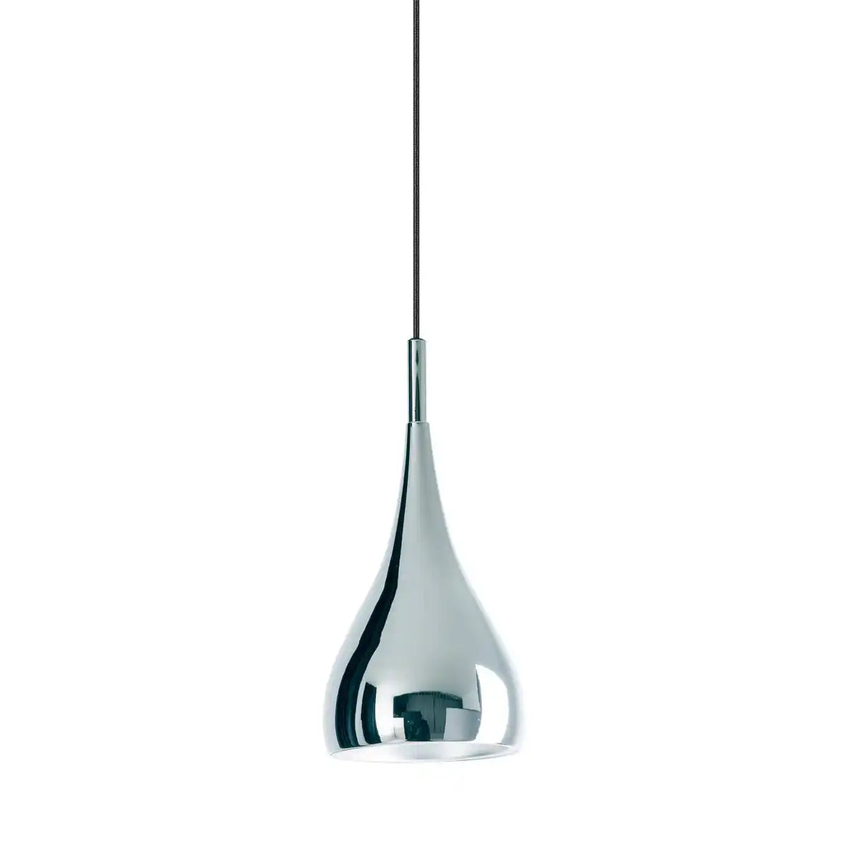 Pendelleuchte "STYLE", Retro Klassiker, Pendellampe aus chromglänzendem Metall mit E27-Fassung, Schirm Ø15 cm, ideal für Esszimmer, Wohnzimmer und Küche.