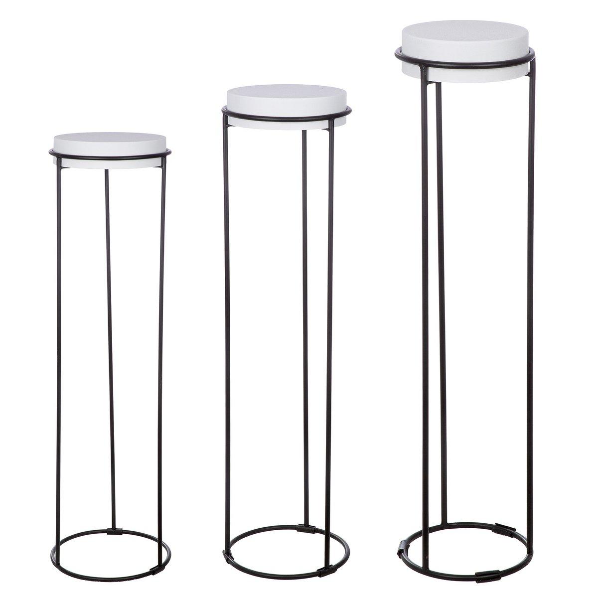 3er Set Deko-Säule Leila weiß, H.101 cm