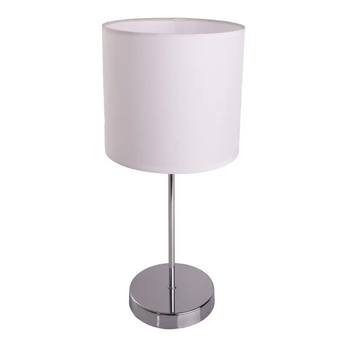 Tischleuchte "NEW YORK", klassische Tischlampe aus Metall mit Textilschirm in Weiß, mit E27-Fassung, 38,5 cm hoch, perfekt für Wohnzimmer, Esszimmer, Diele und Büro