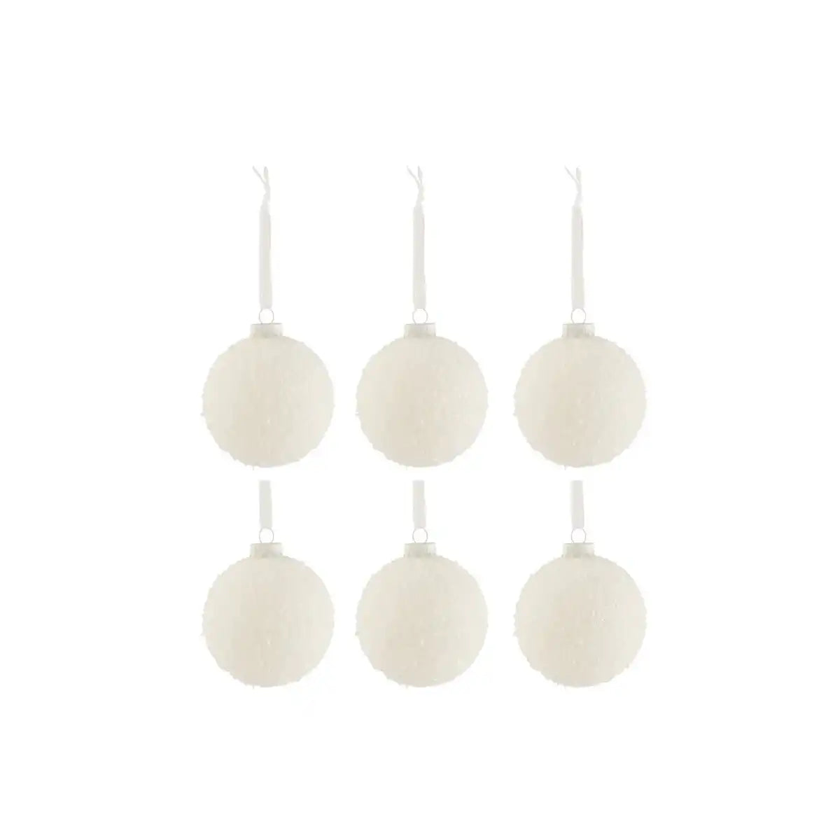 J-Line Weihnachtskugel Snowy – Glas – Weiß – klein – 6er-Box