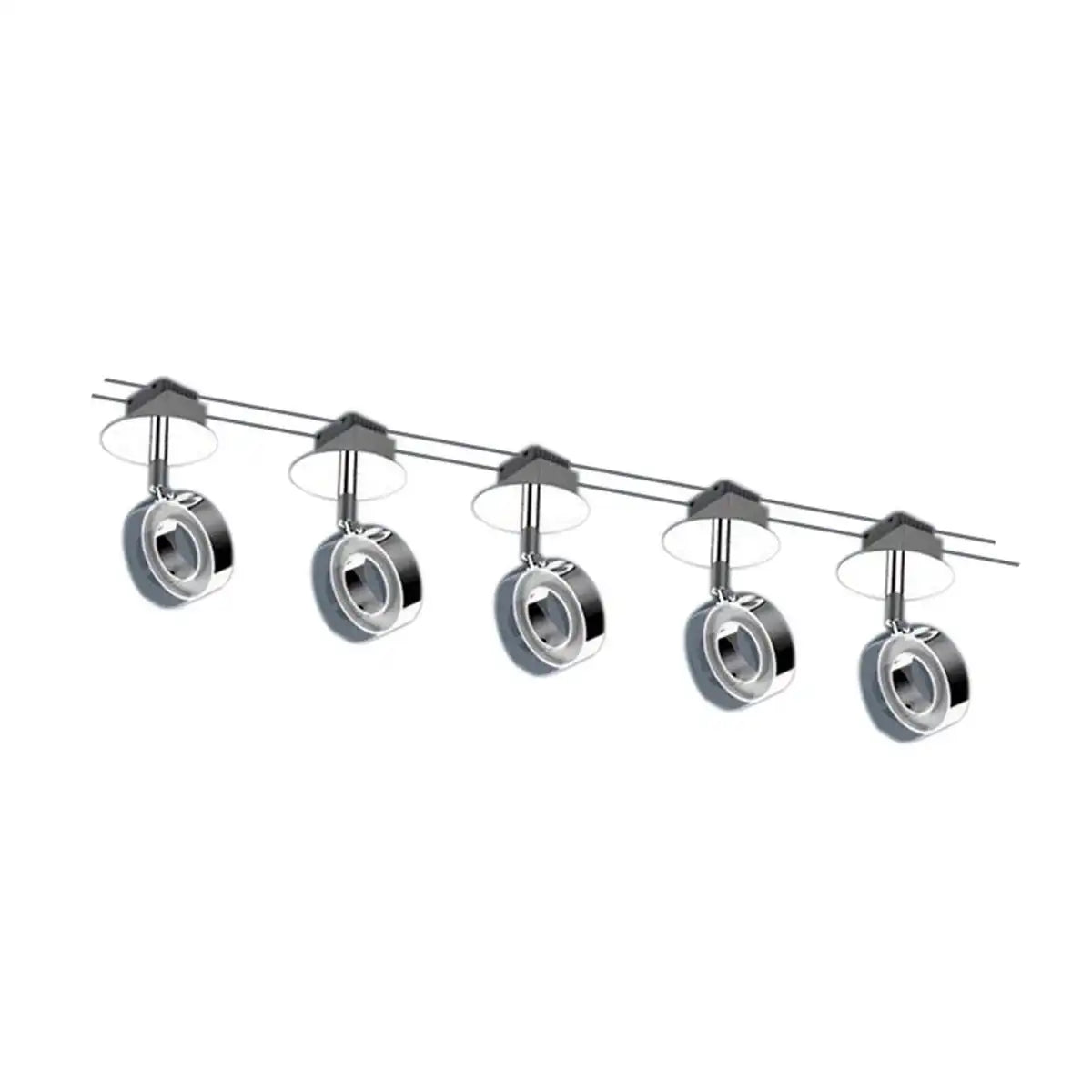 LED Seilsystem "TONY" aus Metall und Kunststoff, Stahl-blank, mit fest verbauten LEDs, 5 Meter