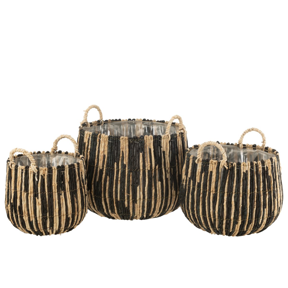 J-Line 3er-Set Basket Maste Mais/Eisen Schwarz/Natur