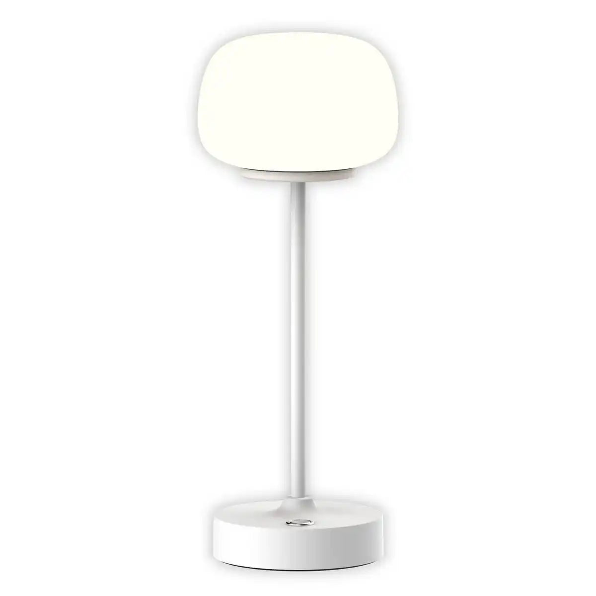 LED Akku-/ Tischleuchte "PINA" 30 cm hoch, aus Metall (weiß) und Glas (weiß), integrierte LEDs, warmweiß