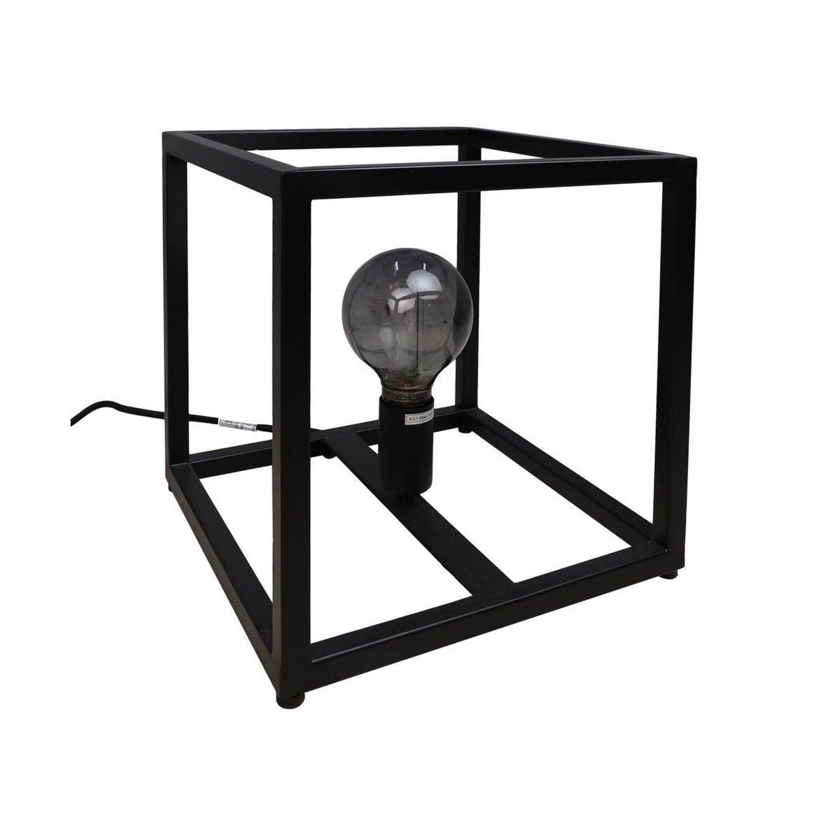 HSM Collection Tischlampe Quadrat Fremont-26x26x26-Zwart Metall
