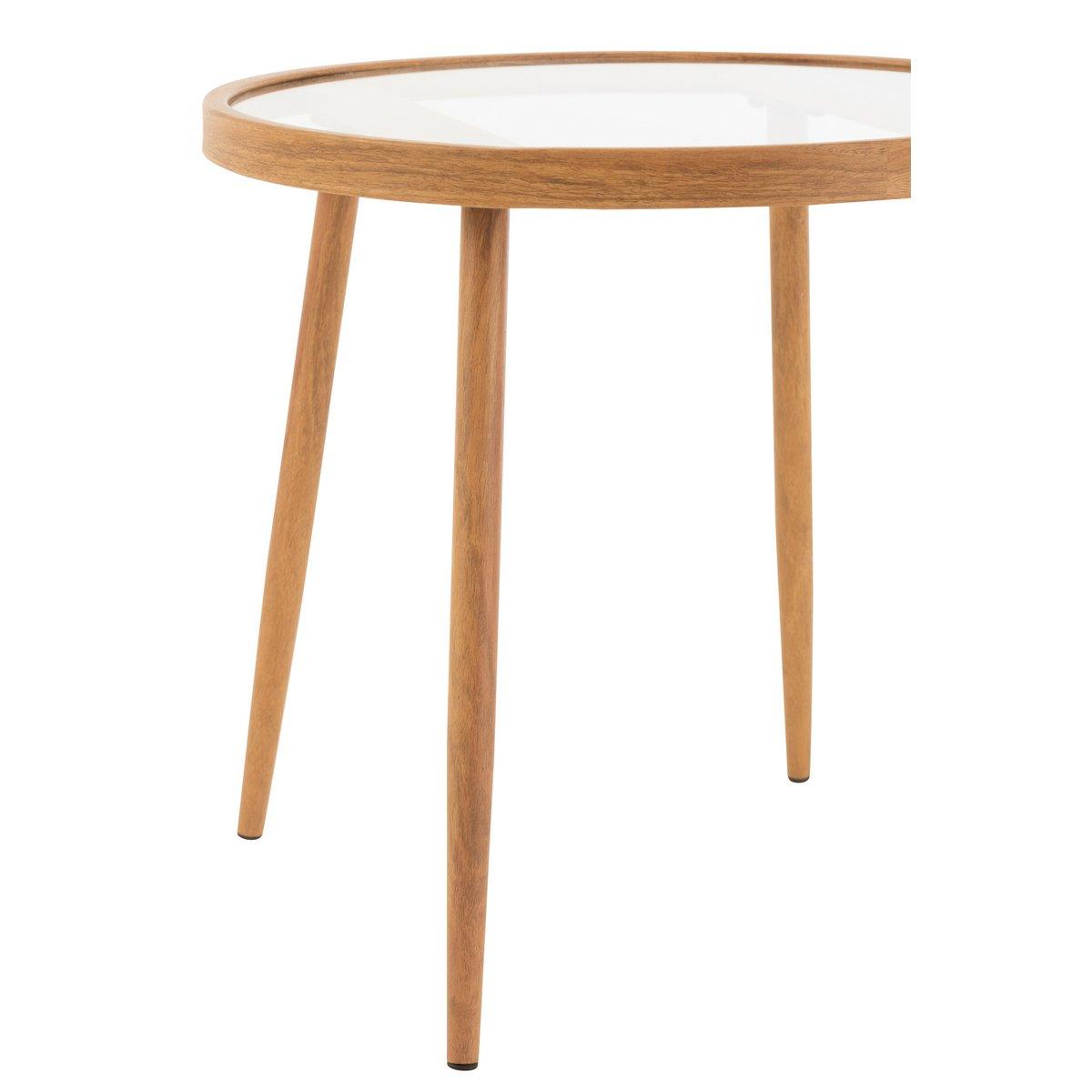 J-Line Beistelltisch Rund – Metall/Glas – Natur