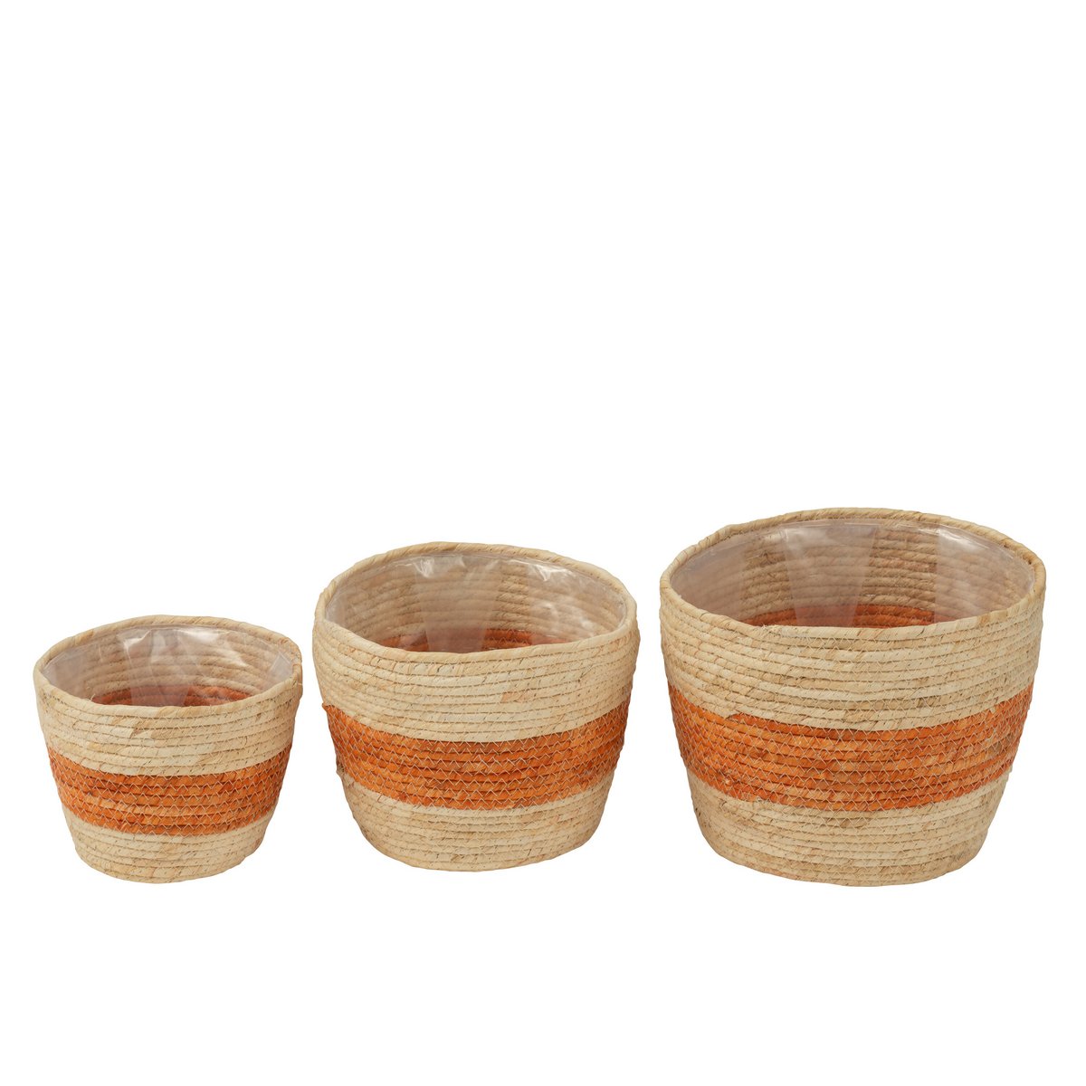 J-Line 3er-Set Korbstreifen Mais Natur/Orange
