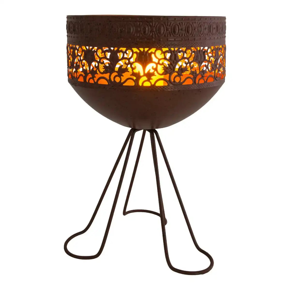 LED Deko-Solarleuchte mit Standfuß, 34,5 cm hoch für Außen, aus rostfarbenem Metall und Kunststoff, fest verbaute LEDs