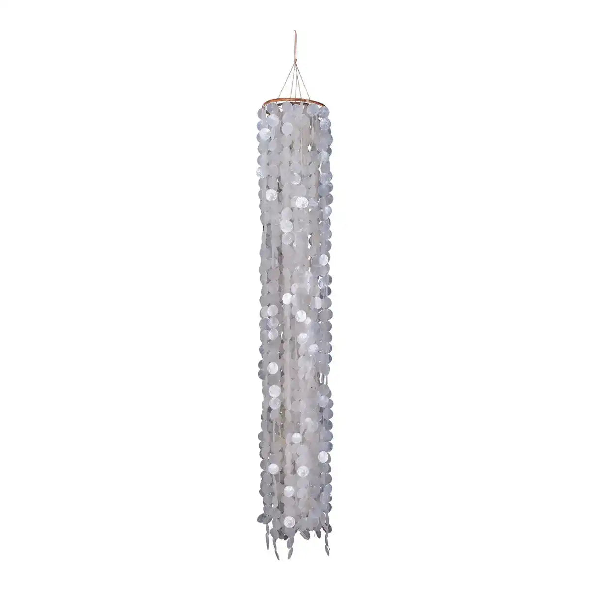 Pendelleuchte "CAPIZ" Gesamthöhe 235cm, aus Muschelplättchen, mit E27-Fassung, Beleuchtung für Wohnzimmer, Esszimmer oder Wintergarten