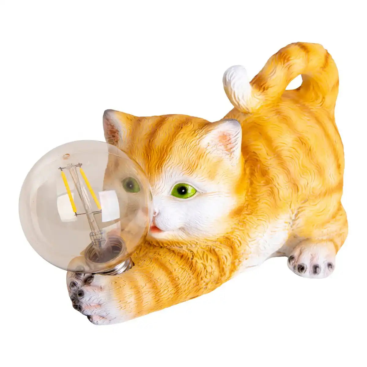 LED-Solar-Outdoorleuchte "KATZE" 25 cm lang- Außen Deko aus braunem Kunststoff mit integrierten LEDs
