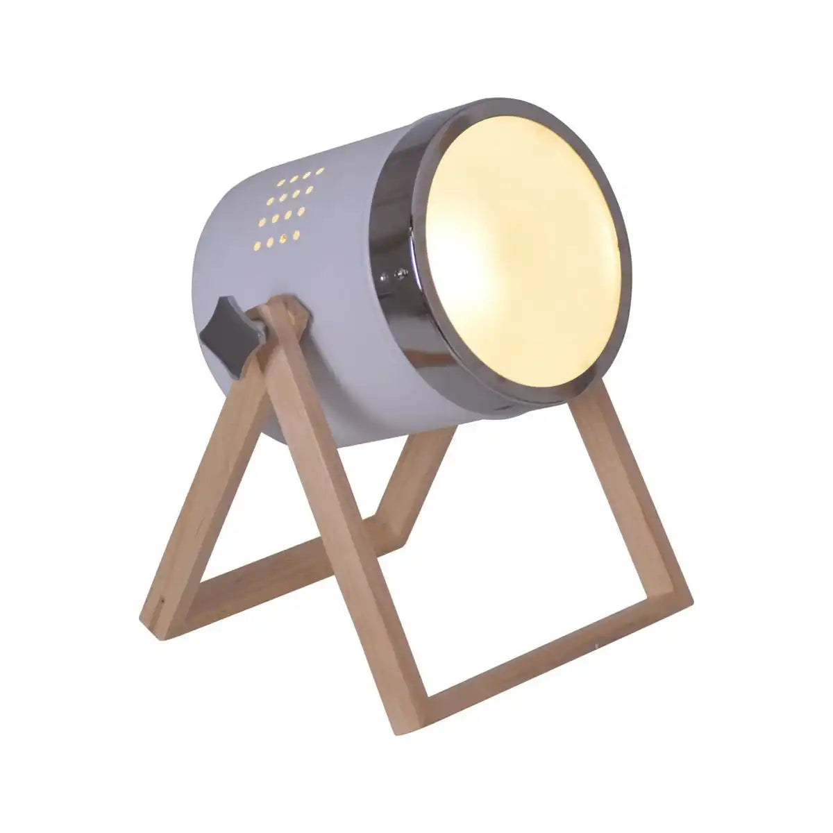 Tischleuchte "TIM" aus weißem Metall und satiniertem Kunststoff, mit E27-Fassung, Tischlampe für Innen, 28 cm hoch